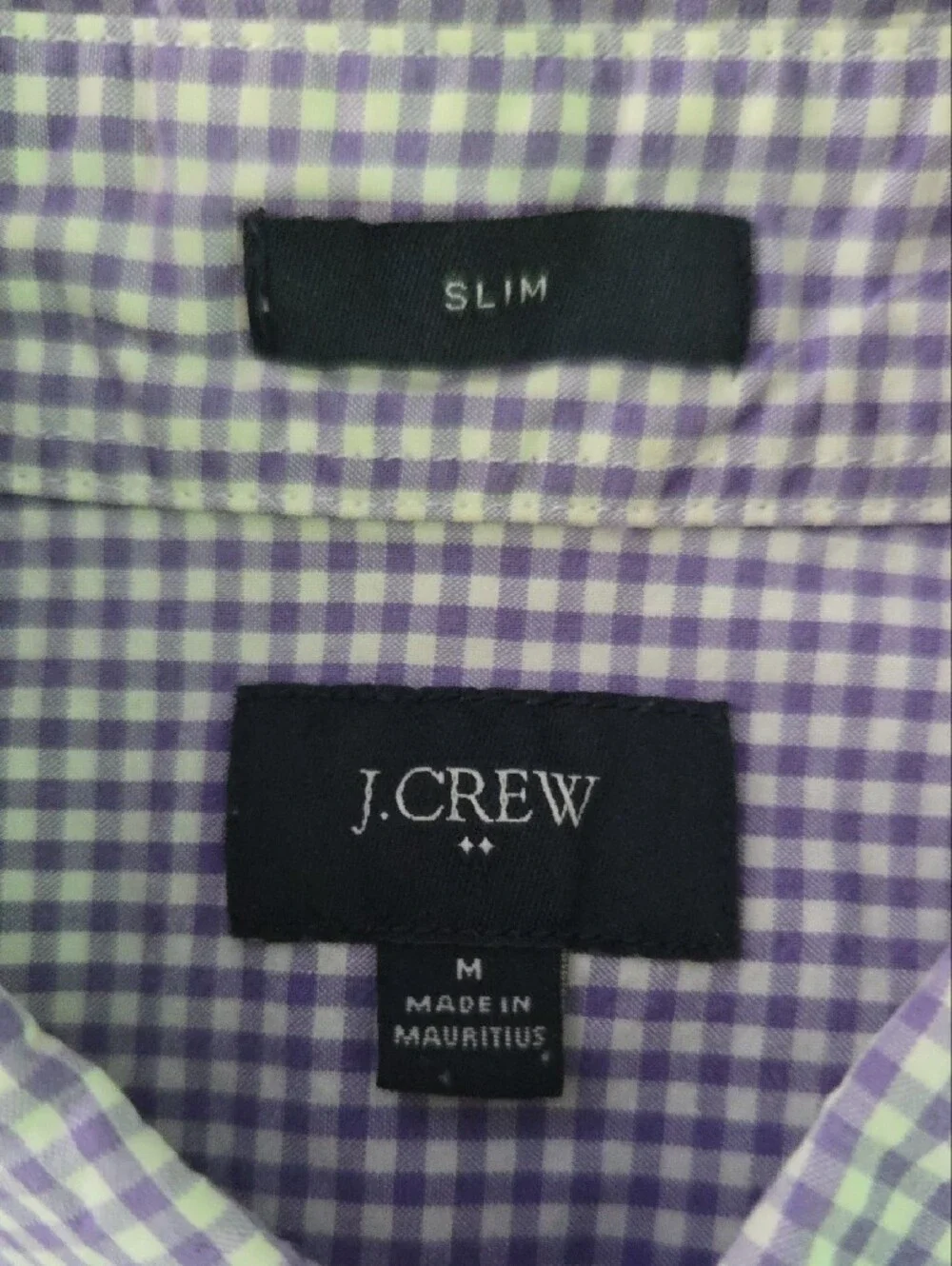 J. Crew Purple and White Gingham Button-Down Shirt, M/Slim